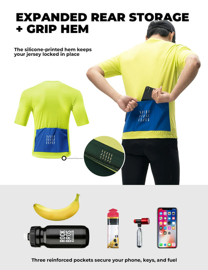 ROCKBROS heren korte mouw fietsshirt half zip