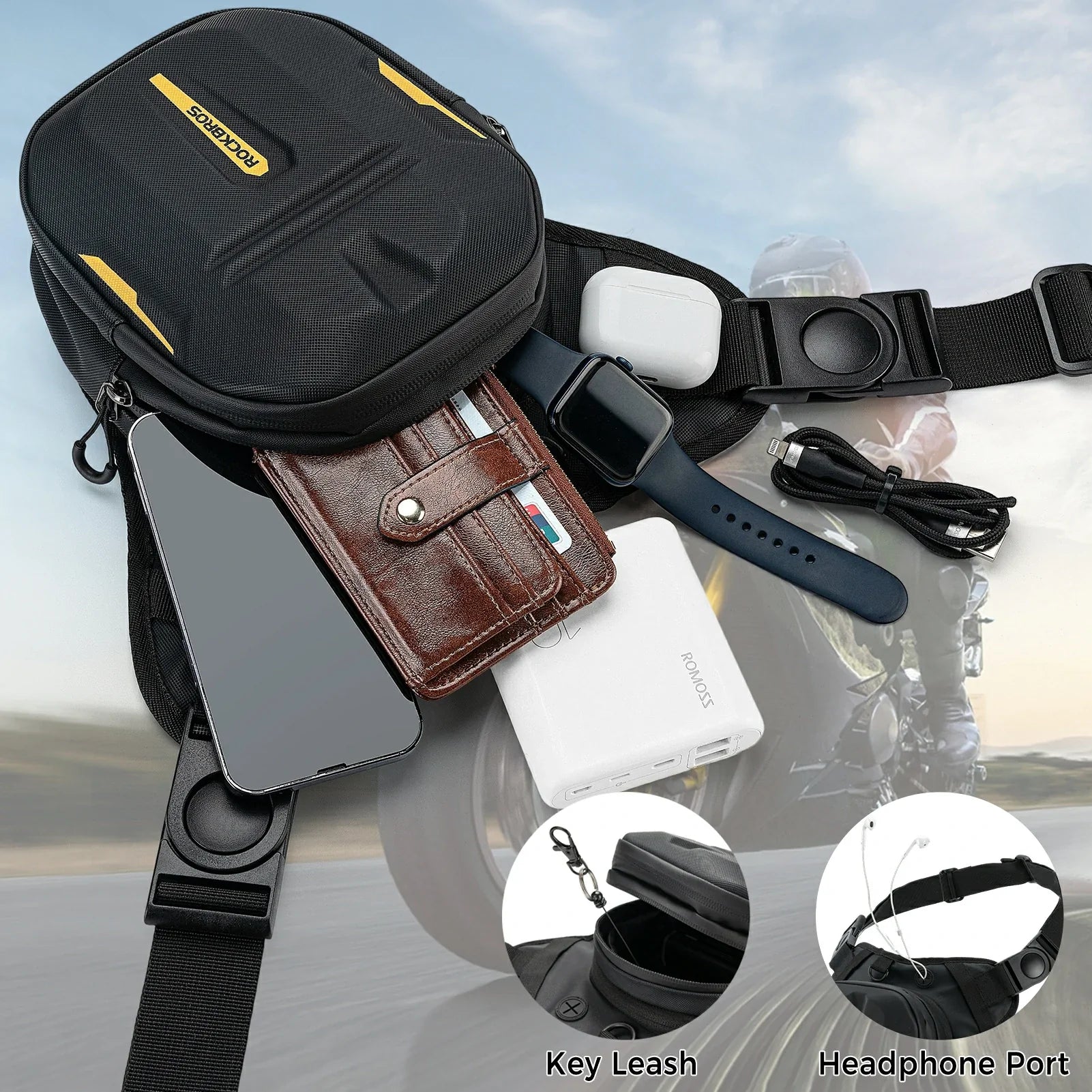 ROCKBROS motorcycle tank bag leg bag waterproof for men women