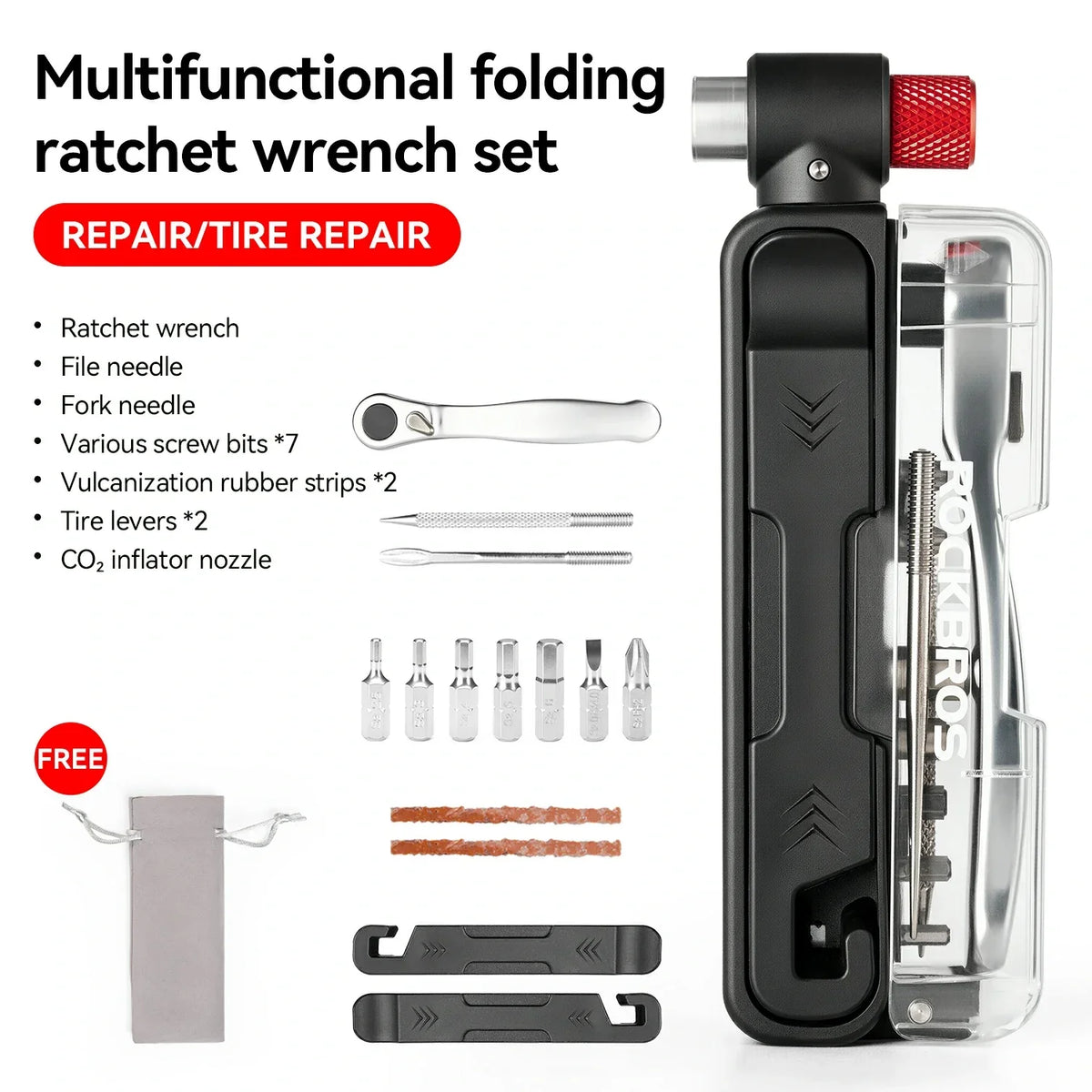 ROCKBROS multifunctionele mini ratchet tool 15-in-1 fietsreparatieset