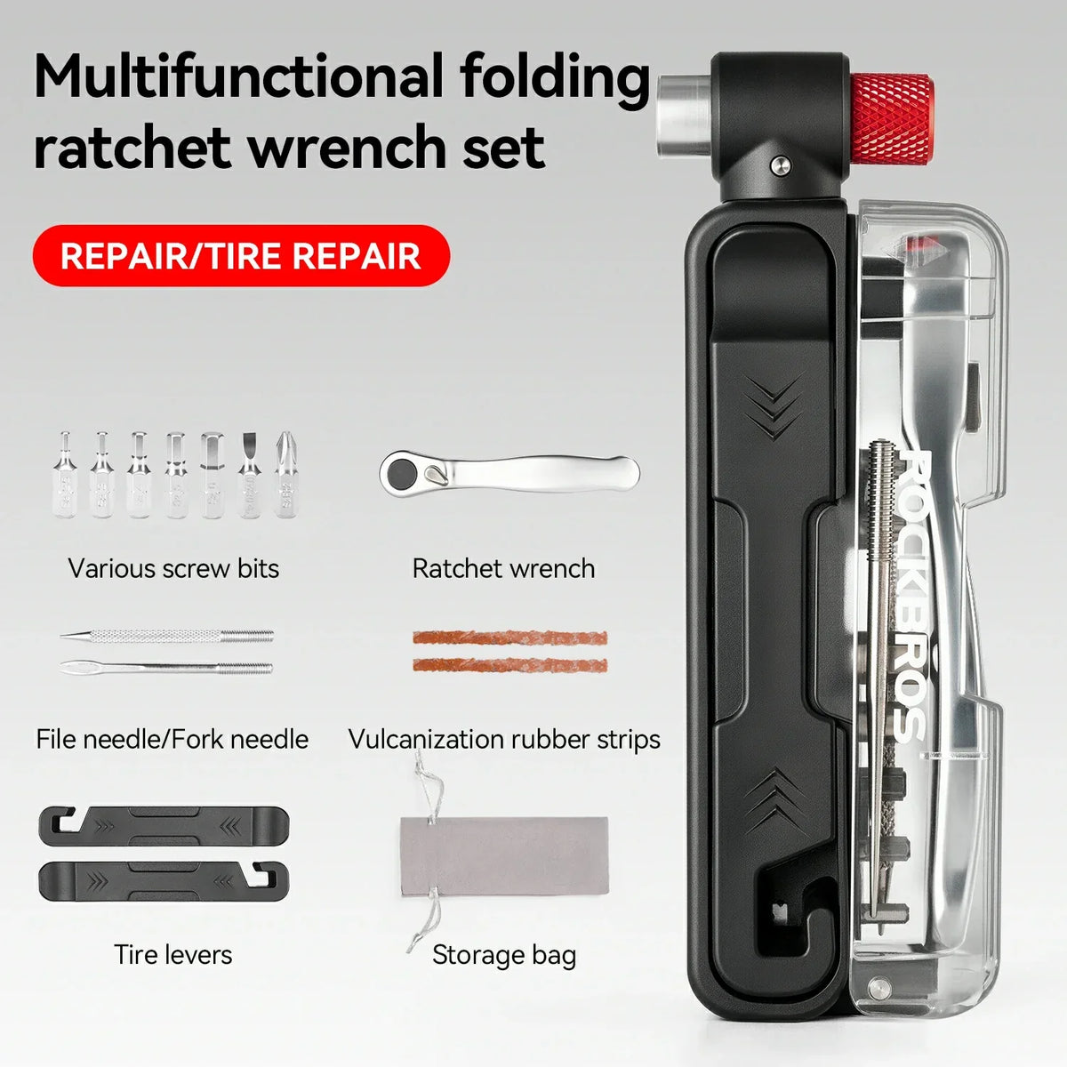 ROCKBROS multifunctionele mini ratchet tool 15-in-1 fietsreparatieset