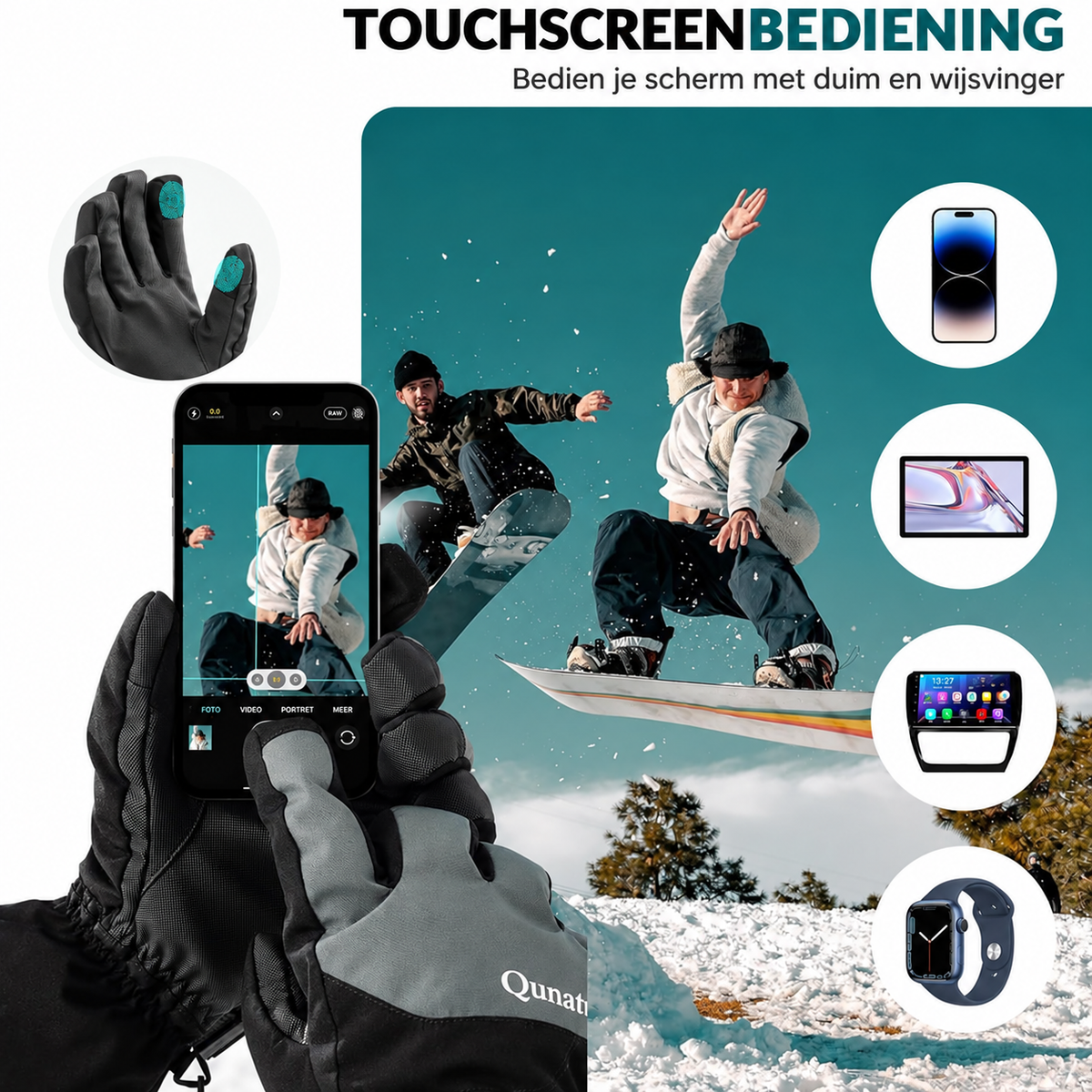 Warme waterdichte skihandschoenen met touchscreen – Qunature – afbeelding 3