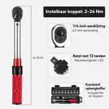 Verstelbare Momentsleutel Set 72-tands 2-24 Nm