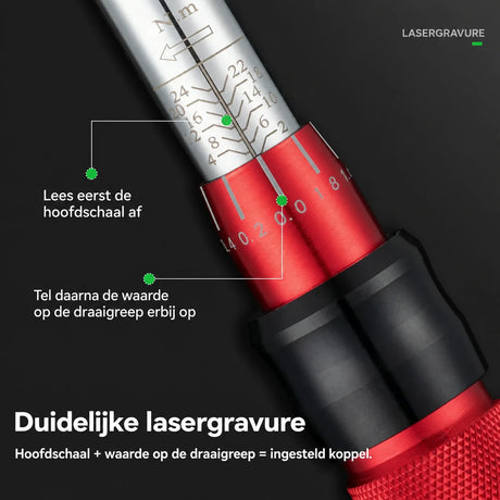 Verstelbare Momentsleutel Set 72-tands 2-24 Nm