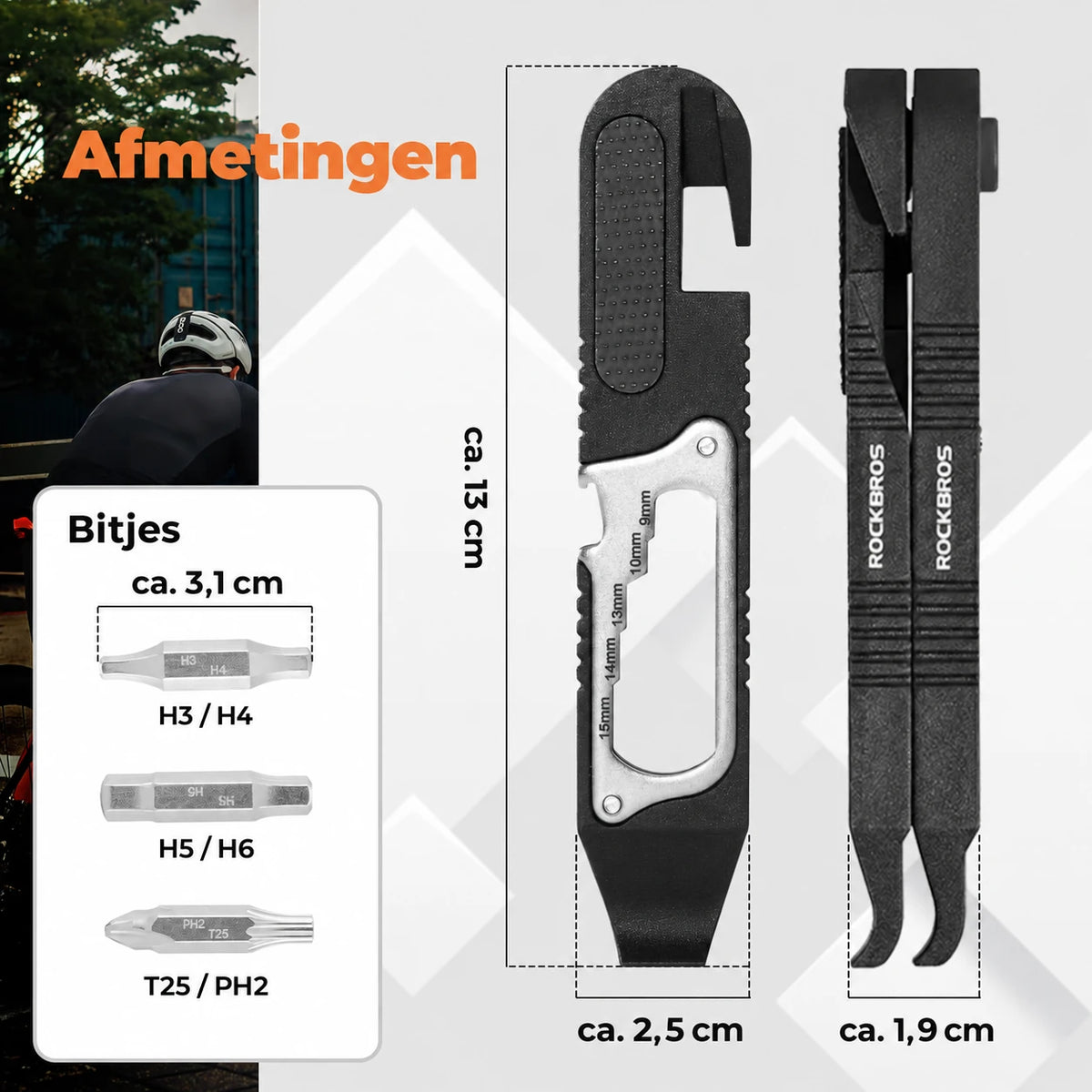 Multifunctionele Fietstool 14-in-1 met Bandenlichter