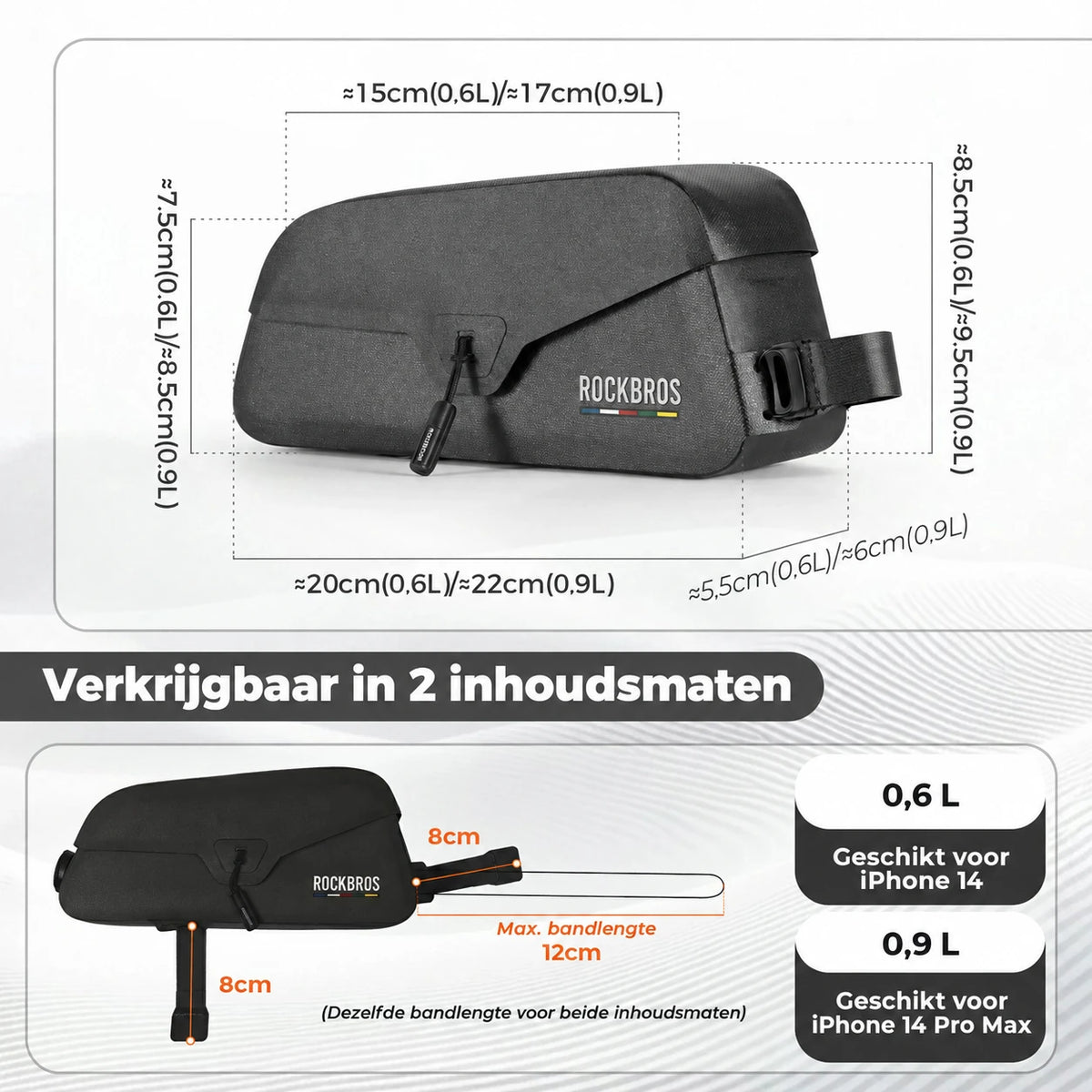Road-to-Sky Magnetische Bovenbuis Frametas Waterdichte 0,6–0,9 L