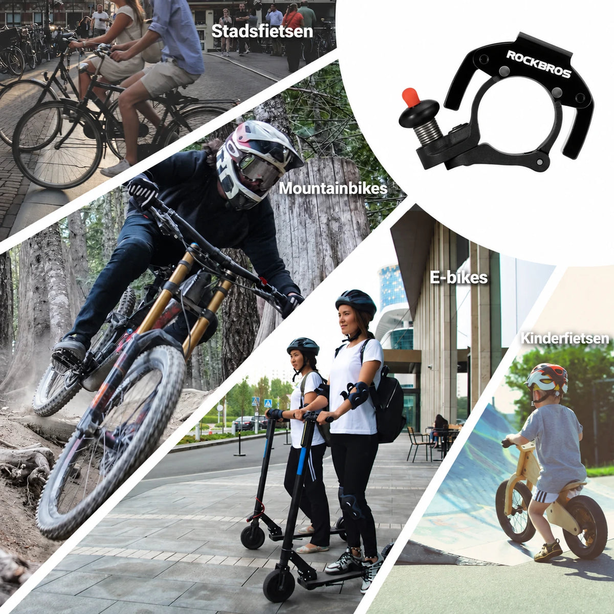 ROCKBROS Hidden Bike Bell with 100db Crisp Sound for Scooter MTB BMX