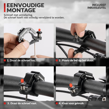 ROCKBROS Hidden Bike Bell with 100db Crisp Sound for Scooter MTB BMX