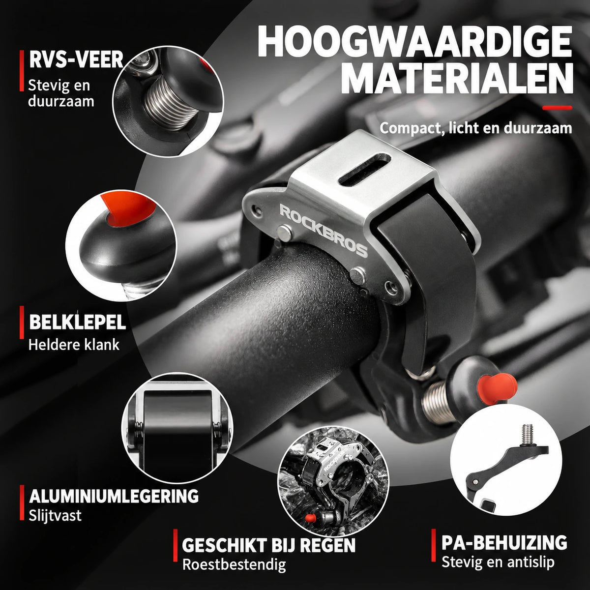 ROCKBROS Hidden Bike Bell with 100db Crisp Sound for Scooter MTB BMX