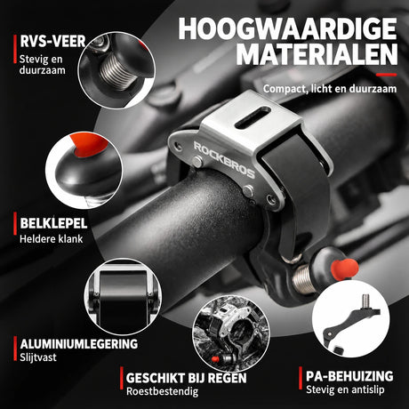 ROCKBROS Hidden Bike Bell with 100db Crisp Sound for Scooter MTB BMX