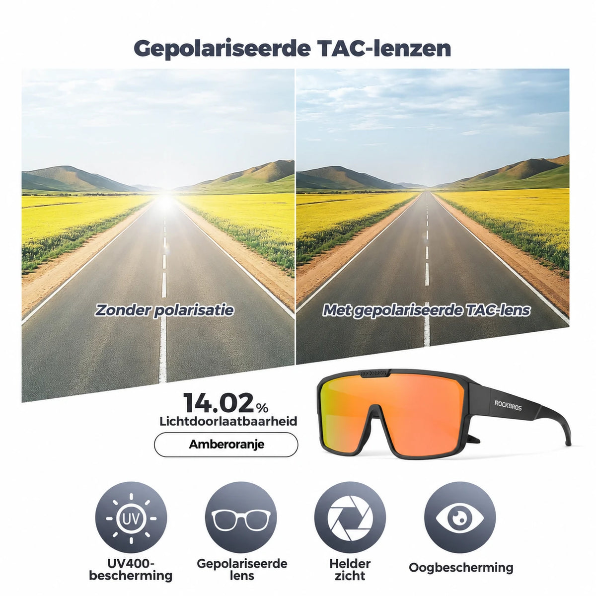 Gepolariseerde overzet fietsbril UV400 voor brildragers - SP348