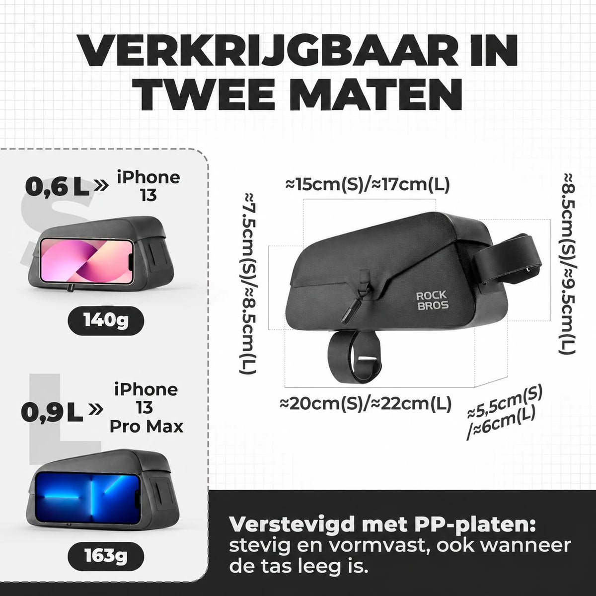 waterbestendige bovenbuistas met magneetsluiting 0,6–0,9 L