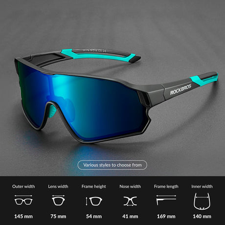 ROCKBROS gepolariseerde fietsbril uv400 full frame sp179#kleur_zwart blauw