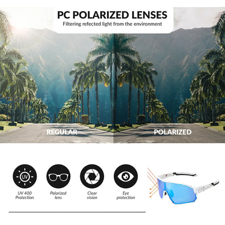 ROCKBROS gepolariseerde fietsbril uv400 full frame sp179#kleur_gespikkeld wit