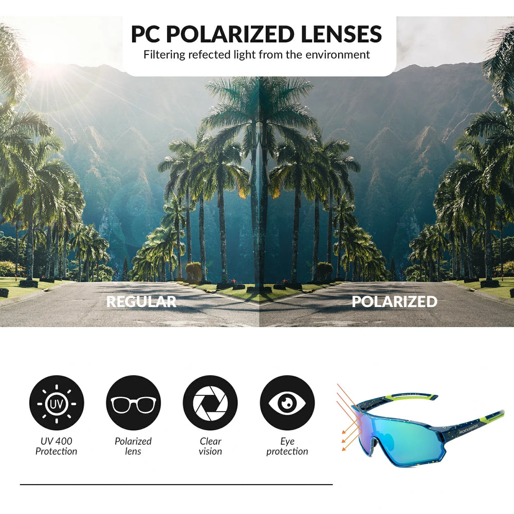 ROCKBROS gepolariseerde fietsbril uv400 full frame sp179#kleur_gespikkeld blauw