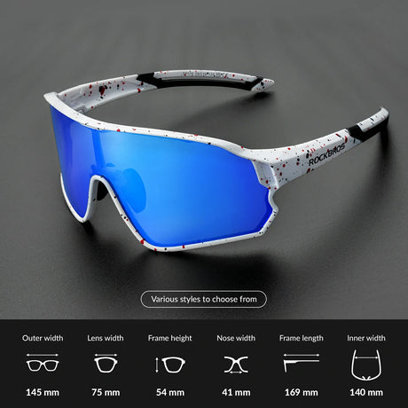 ROCKBROS gepolariseerde fietsbril uv400 full frame sp179#kleur_gespikkeld wit