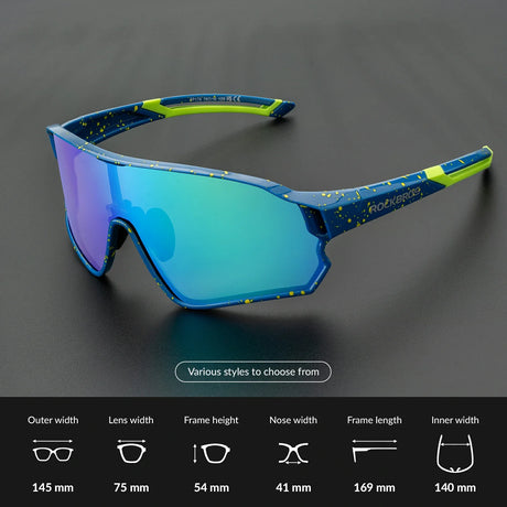 ROCKBROS gepolariseerde fietsbril uv400 full frame sp179#kleur_gespikkeld blauw