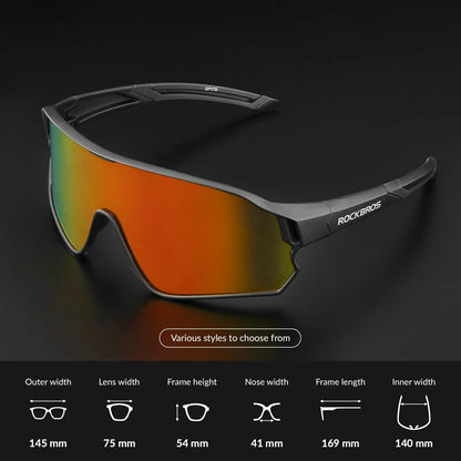 Full frame sports sunglasses with polarized lenses uv400 protection#Color_Black