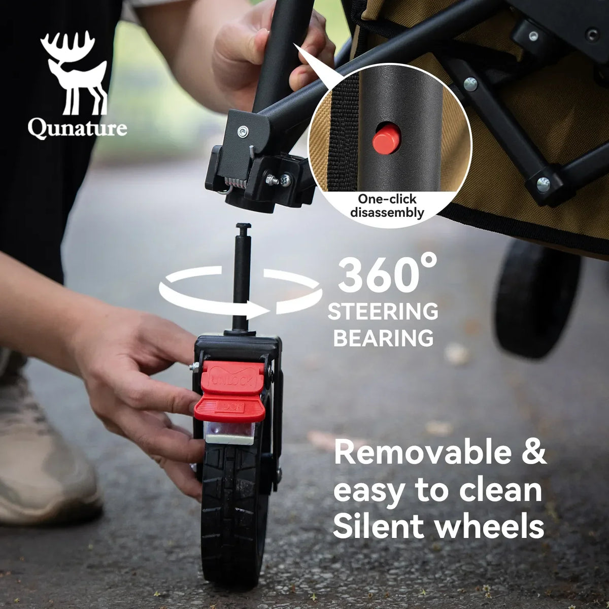 Opvouwbare bolderkar 120 L met 360° wielen