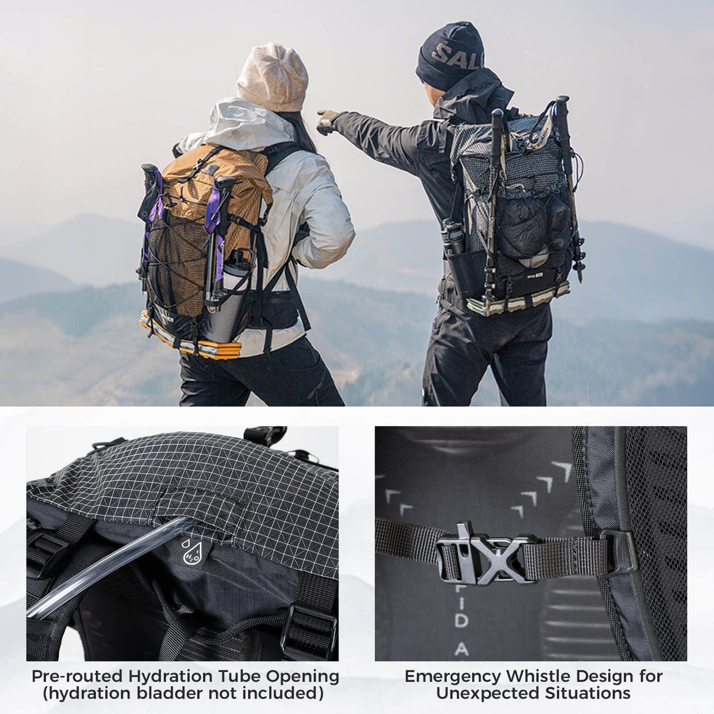 Qunature lightweight hiking backpack designed for outdoor adventures, offering comfort, durability, and practical storage options. 