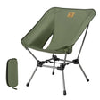 Green camping chair with carrying case on a white background
