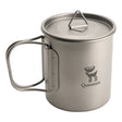 Opvouwbare titanium campingbeker 375 ml met deksel