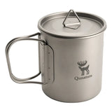 Opvouwbare titanium campingbeker 375 ml met deksel