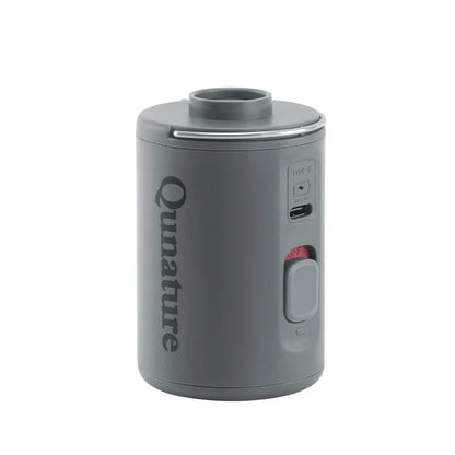 Gray cylindrical device with 'Qunature' branding on a white background#color_Gray