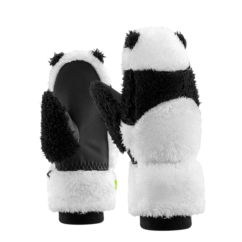 Panda skihandschoenen voor kinderen met warme voering