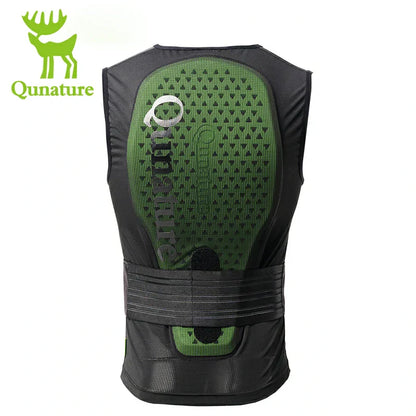 The back of this black impact-resistant ski vest