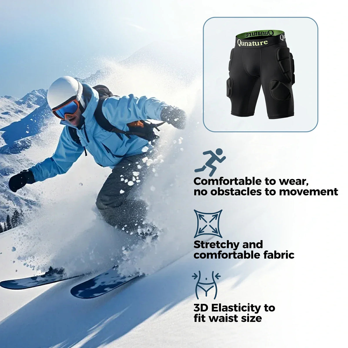 Beschermshort voor skiën en snowboarden met EVA-padding