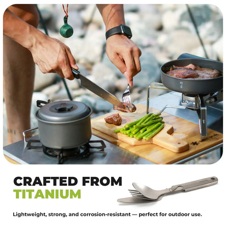 Titanium bestekset 4-delig voor kamperen