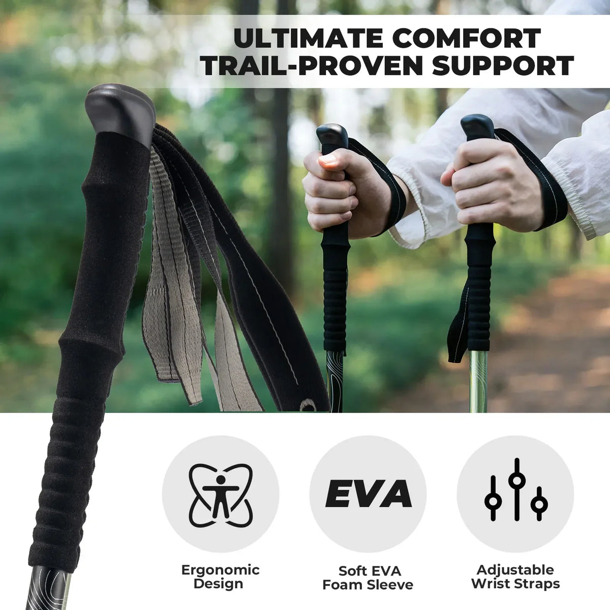 Ultralichte 3-delige trekkingstok 62–135 cm