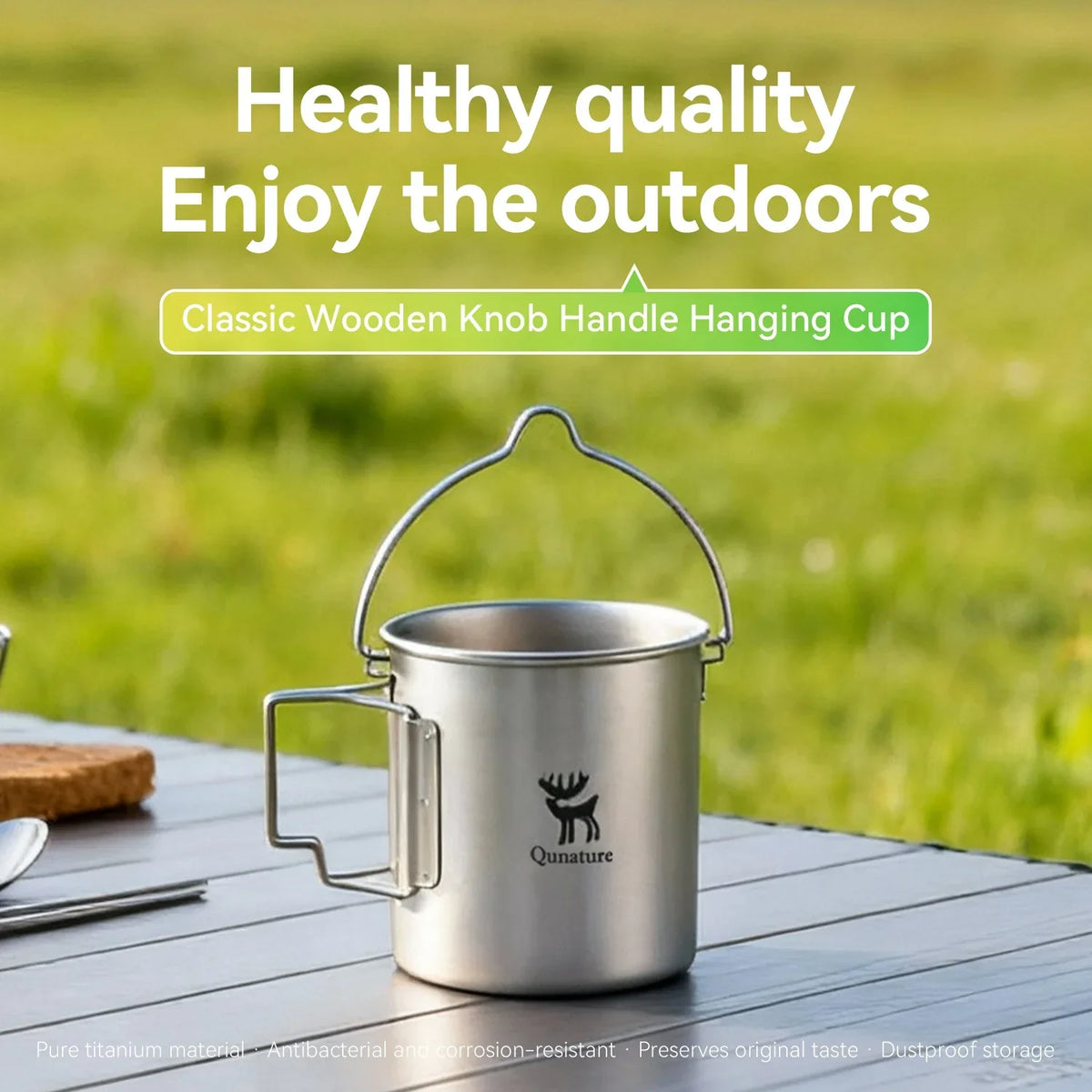 Ultralichte titanium campingbeker 750 ml