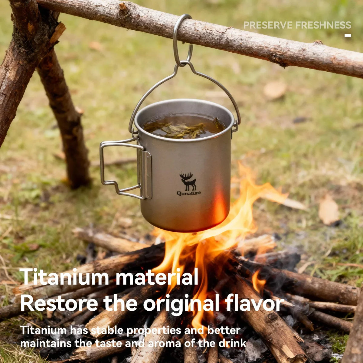 Ultralichte titanium campingbeker 750 ml