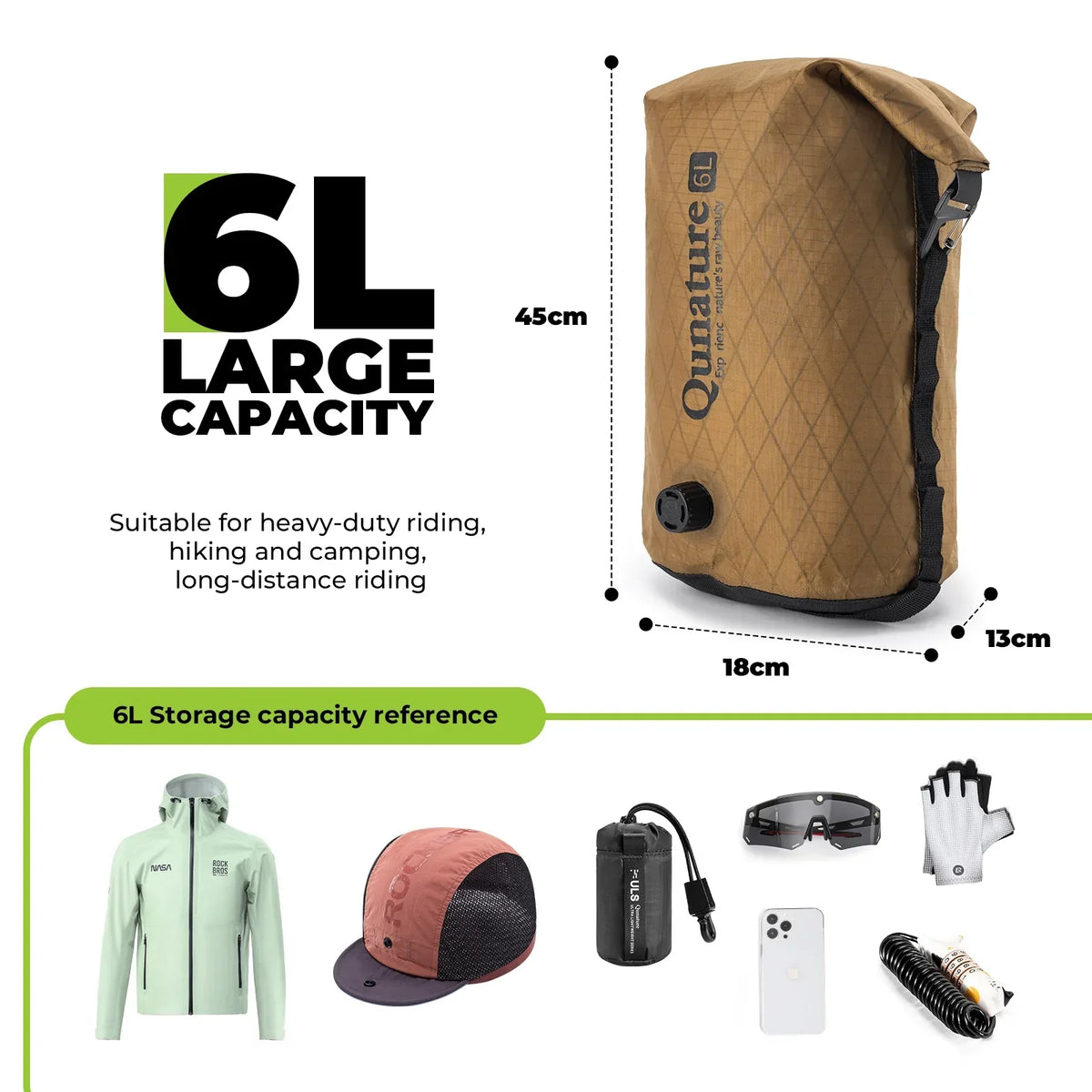 Waterafstotende compressiezak voor bikepacking 6/12 L