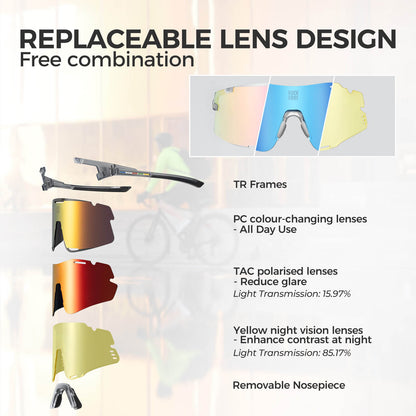 road to sky boundless photochromic cycling sunglasses with uv400 protection #Color_White