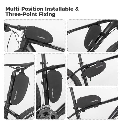 rockbros 100% waterproof bike frame bag with upgraded seamless zipper for dry and secure storage