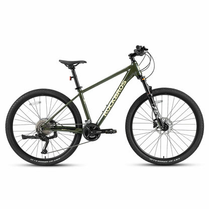 Rockbros 27.5 inch aluminium mountain bike in green with suspension fork and disc brakes#color_green