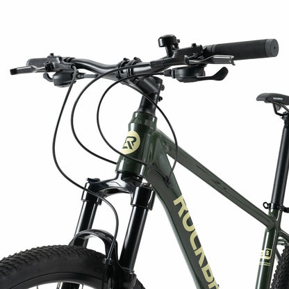 Rockbros 27.5 inch aluminium mountain bike in green with suspension fork and disc brakes#color_green