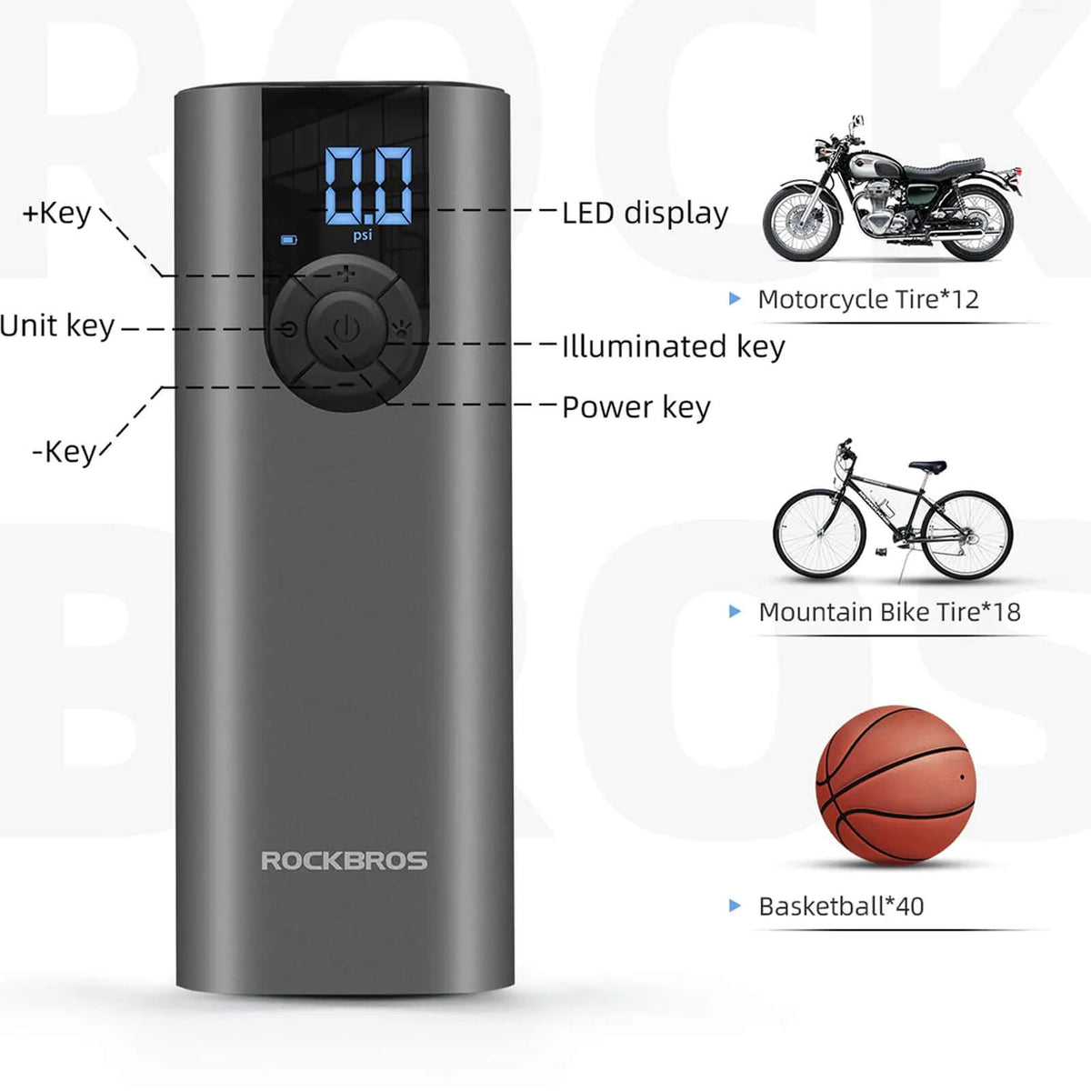 Elektrische fietspomp A8 met digitaal display – 150 PSI – productdetail 4