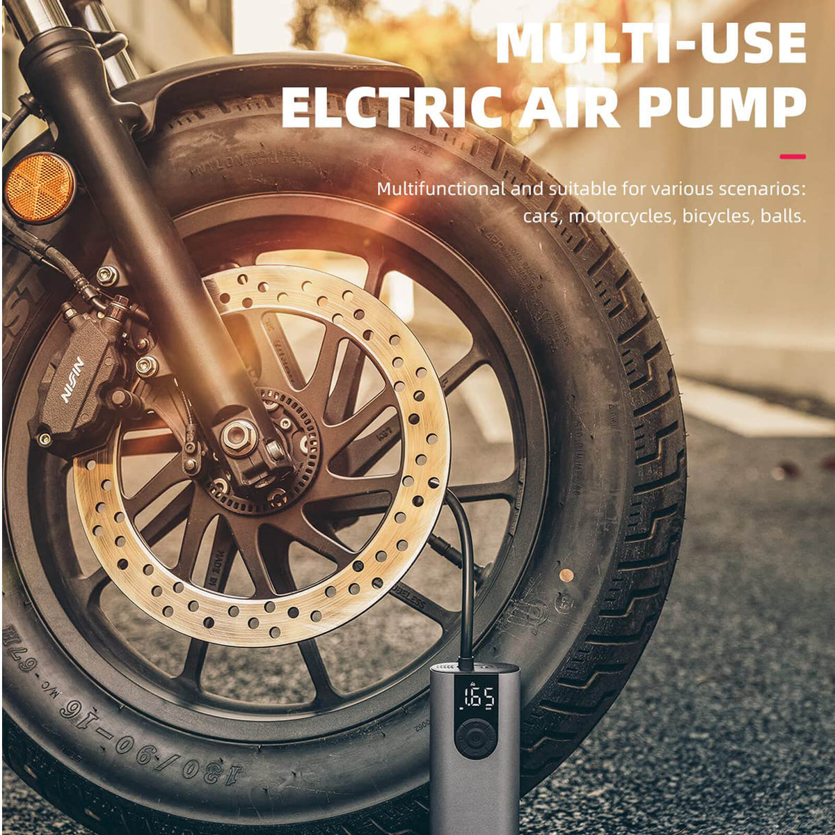 Elektrische fietspomp A8 met digitaal display – 150 PSI – productdetail 7