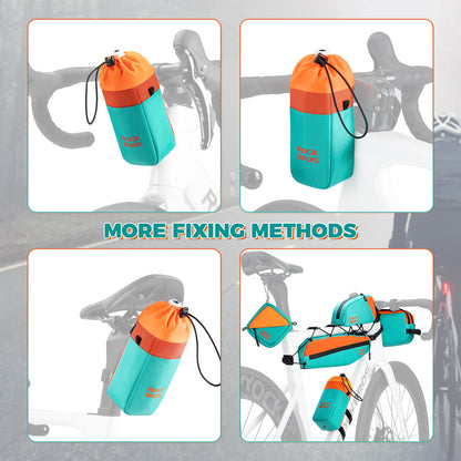 rockbros handlebar bag p004 with bottle holder and shoulder strap for cycling convenience