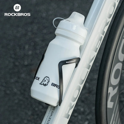 ROCKBROS lightweight bike bottle with pull-top lid, available in 600ml and 750ml sizes, designed for easy hydration during cycling. #Color_White