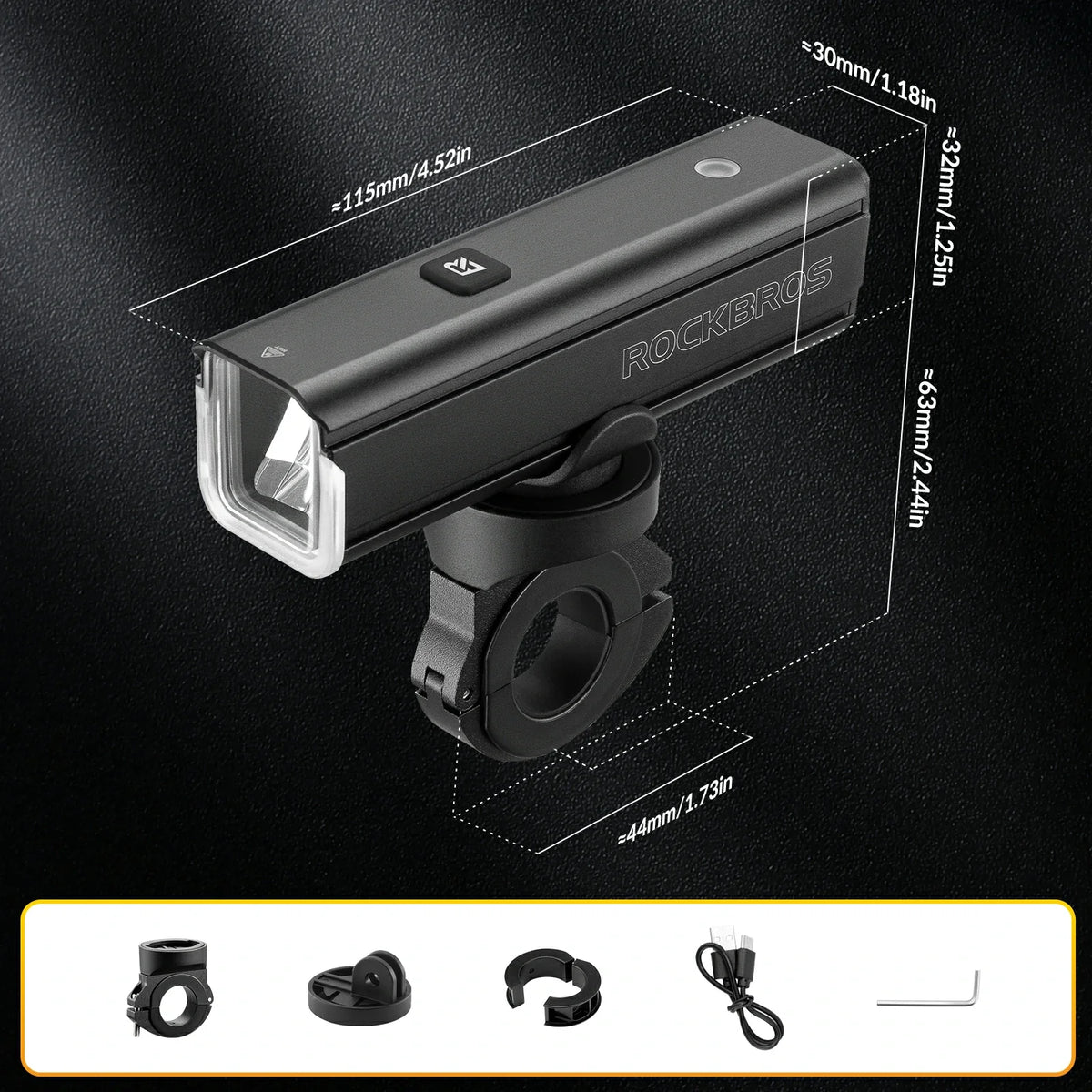 ROCKBROS fietskoplamp 1500 lumen aluminium ipx6 waterproof