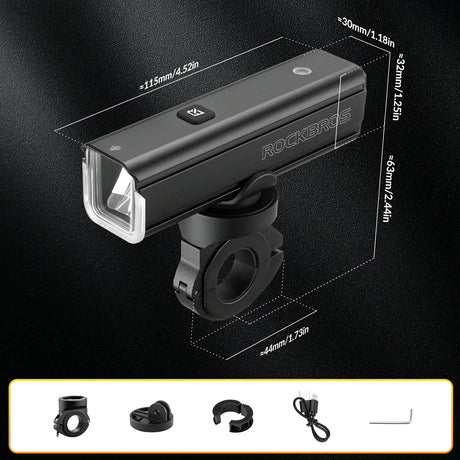 ROCKBROS fietskoplamp 1500 lumen aluminium ipx6 waterproof