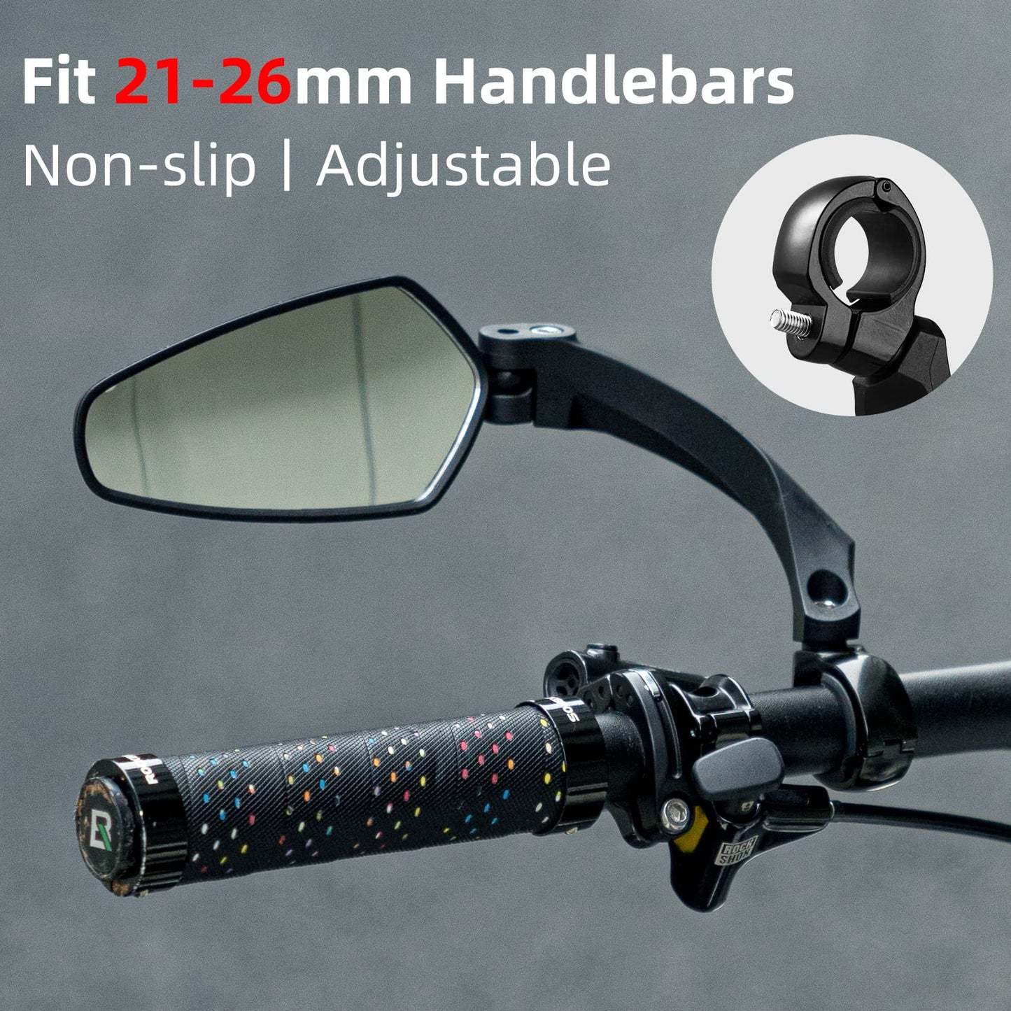 ROCKBROS Bike Handlebar Rear View Mirror with HD Anti-Glare Glass - ROCKBROS