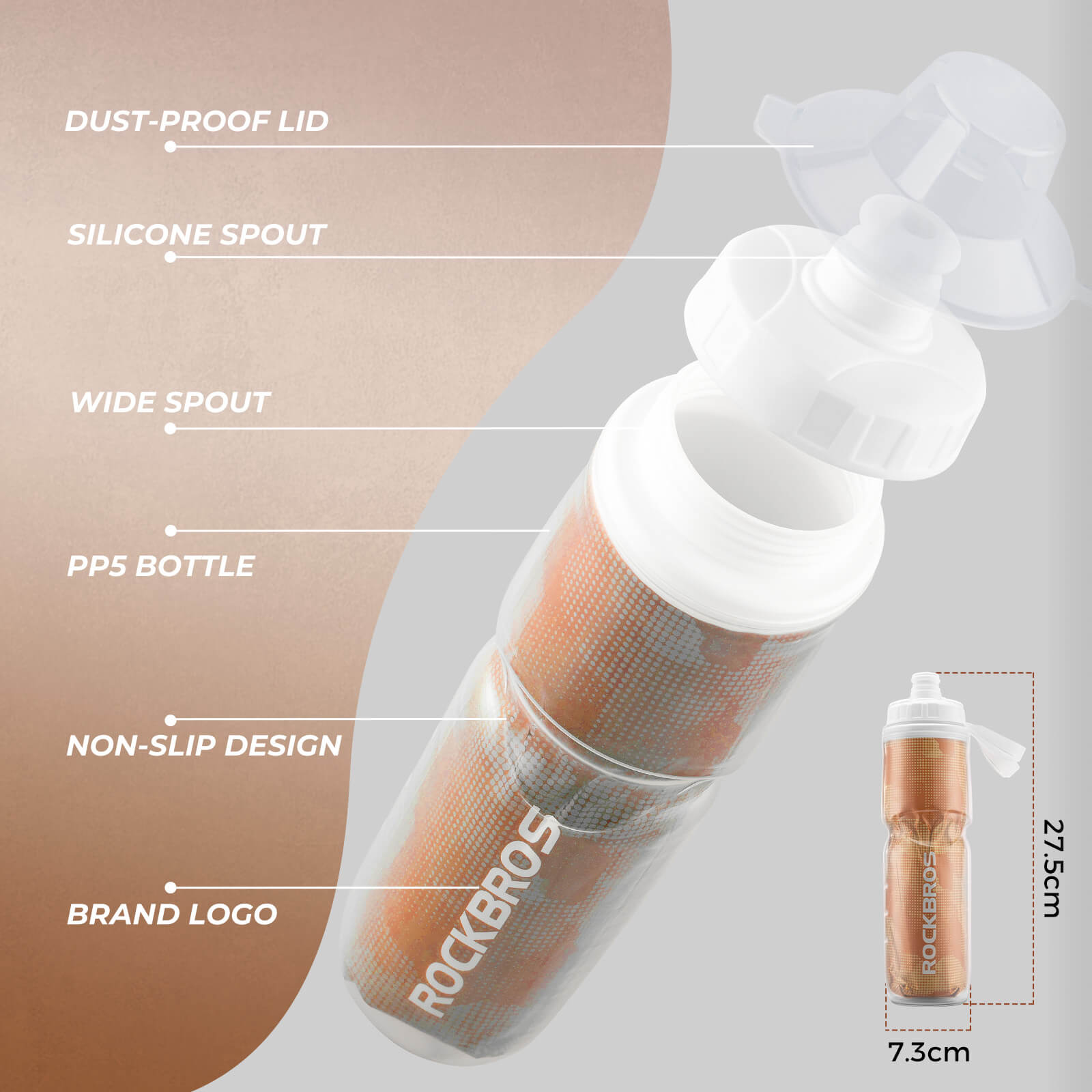 rockbros 670 ml double-wall insulated cycling bottle