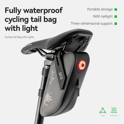 ROCKBROS Bike Saddle Bag Waterproof with Brake Sensor Tail Light - AS-078-1 - ROCKBROS-UK