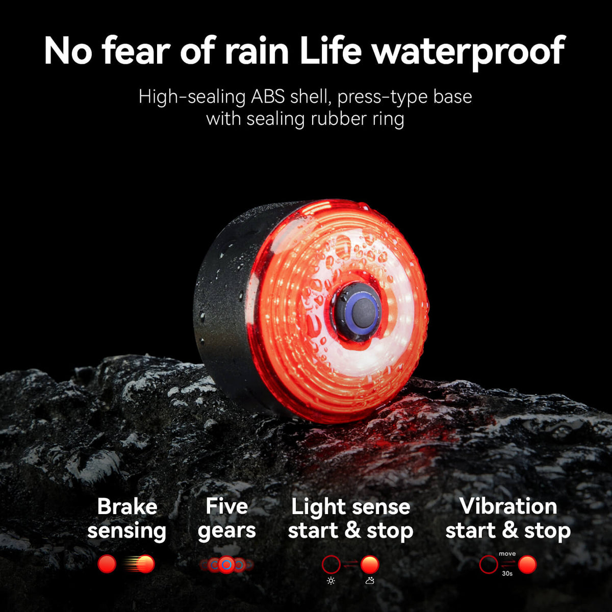 Waterafstotende zadeltas met remsensor-achterlicht AS-078-1