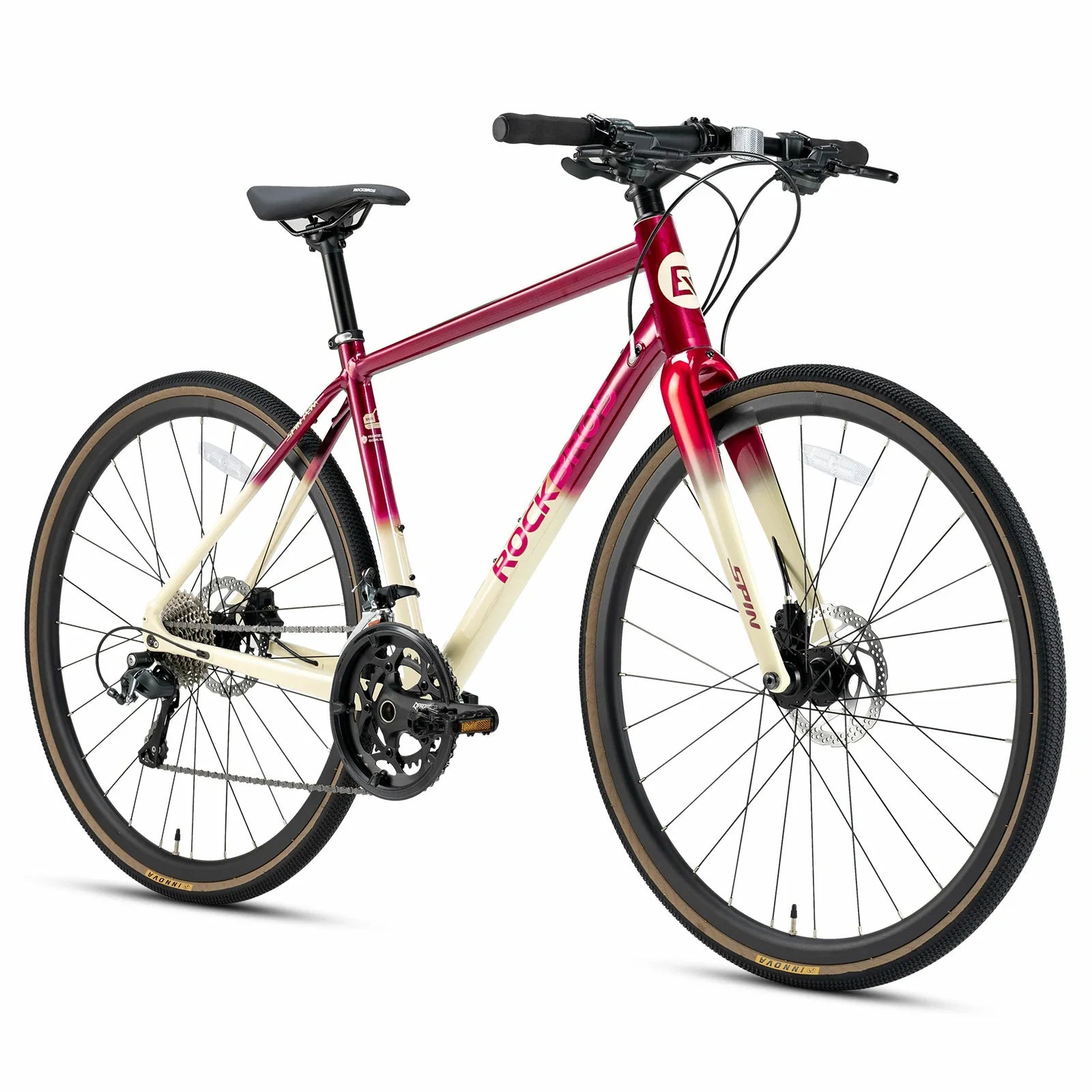 Rockbros flat bar road bike in bronze with aluminium frame and carbon fork#color_Bronze